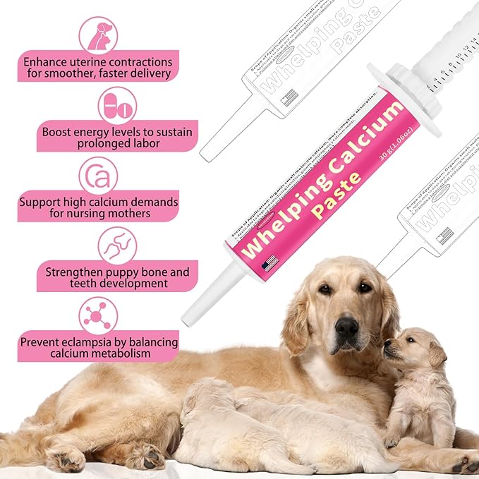 4 in 1 Whelping Kit for Dogs - Whelping Calcium Paste, Probiotic Paste, Fading Puppy Support & Puppy Milk Replacer - Essential Dog Whelping Supplies for Safe Delivery, Strong Puppies & Nursing Support-PawvioPets