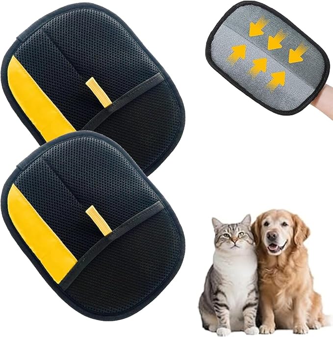 2 Pcs Pet Hair Removal Glove, 2025 New Pet Hair Remover Electrostatic Gloves, Upgrade Electrostatic Gloves Pet Hair, Reusable Cat Dog Grooming Gloves Pet Hair for Cats & Dogs-PawvioPets