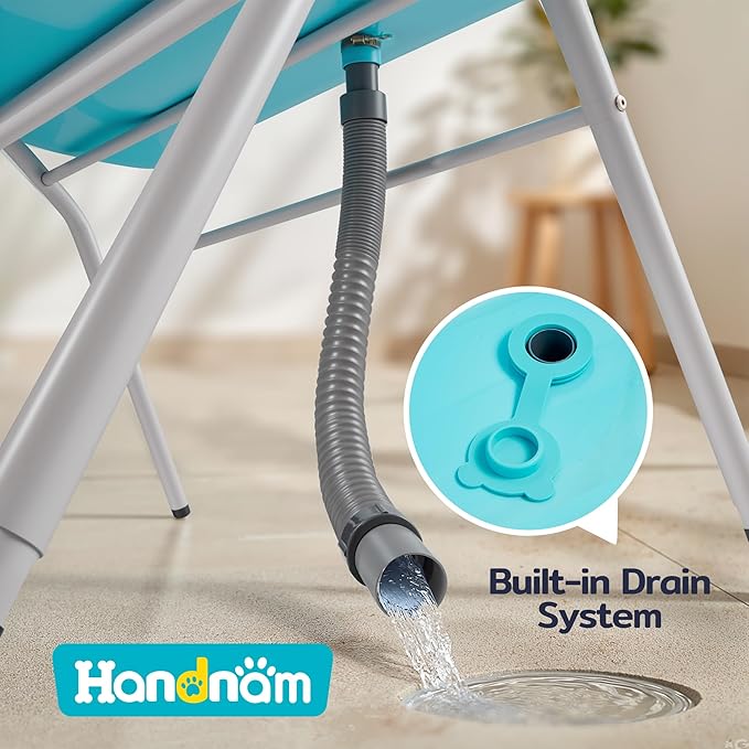 Dog Bath Tub, Portable Dog Washing Bathing Station, Elevated Foldable Dog Bath for Shower and Grooming, 3 Adjustable Height Pet Tub for Small and Medium Size Dogs, Indoor and Outdoor (Patent Design)-PawvioPets