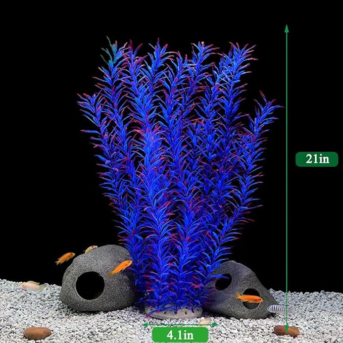DSkoiph 2 pcs Aquarium Decor Plastic Plants Extra Large 21 Inches Artificial Fish Tank Plants Tall Fish Tank Decorations Artificial Green Water Plants (Purple)-PawvioPets
