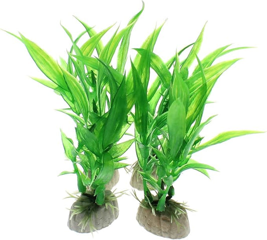 4 Pcs Green Artificial Plastic Plants Fish Tank Plants Fish Aquarium Decoration-PawvioPets
