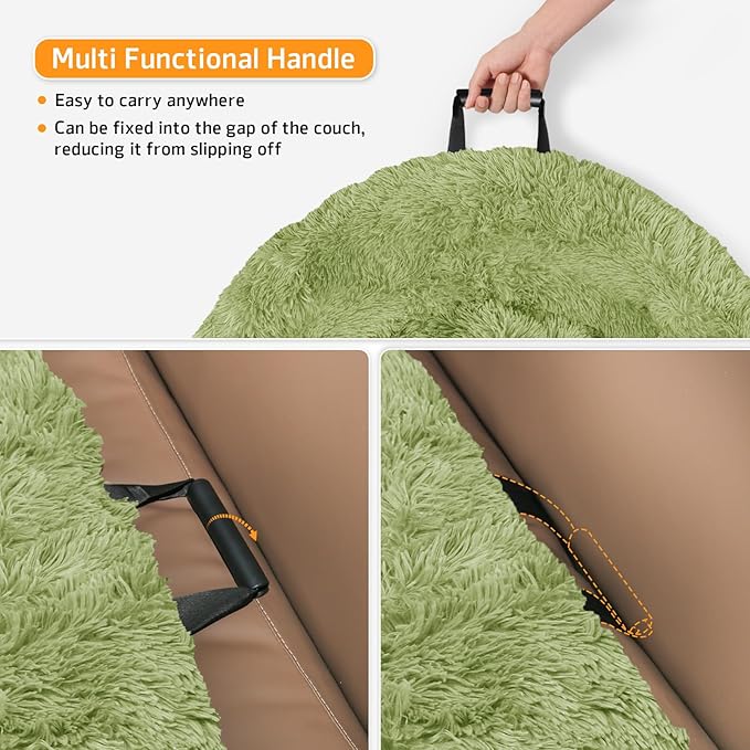 GGIB Calming Dog Bed Fluffy Plush Dog Mat for Furniture Protector with Removable Washable Cover for Large Medium Small Dogs and Cats (Medium, Grass Green)-PawvioPets