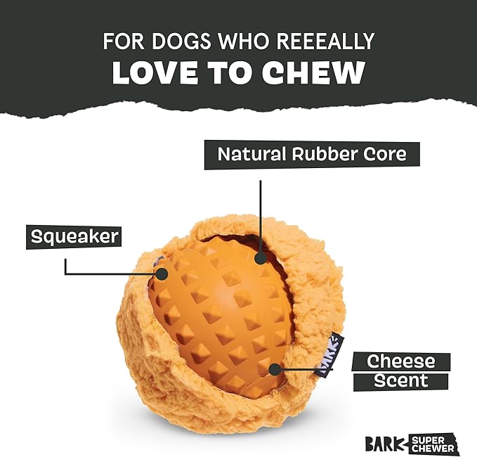 Barkbox Cheeze Brawl Super Chewer Plush Toy with Hard Core Center, Large-PawvioPets