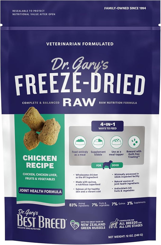 Best Breed Dr. Gary's Freeze-Dried Raw Food, Topper and Treat: Chicken Recipe - 12 oz.-PawvioPets