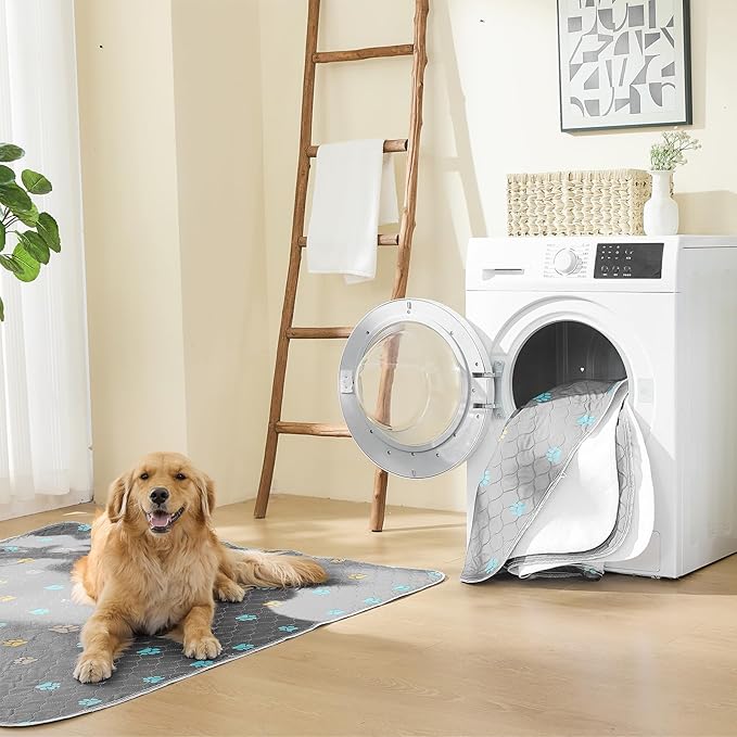 Aitmexcn Washable Puppy Dog Pee Pad, 2PCS 100% Waterproof Whelping Training Mat for Puppy/Senior Dog, Fast Drying Reusable Puppy Pads for Indoor, Outdoor and Car Travel- 48'' x 48'' - Llight Gray-PawvioPets