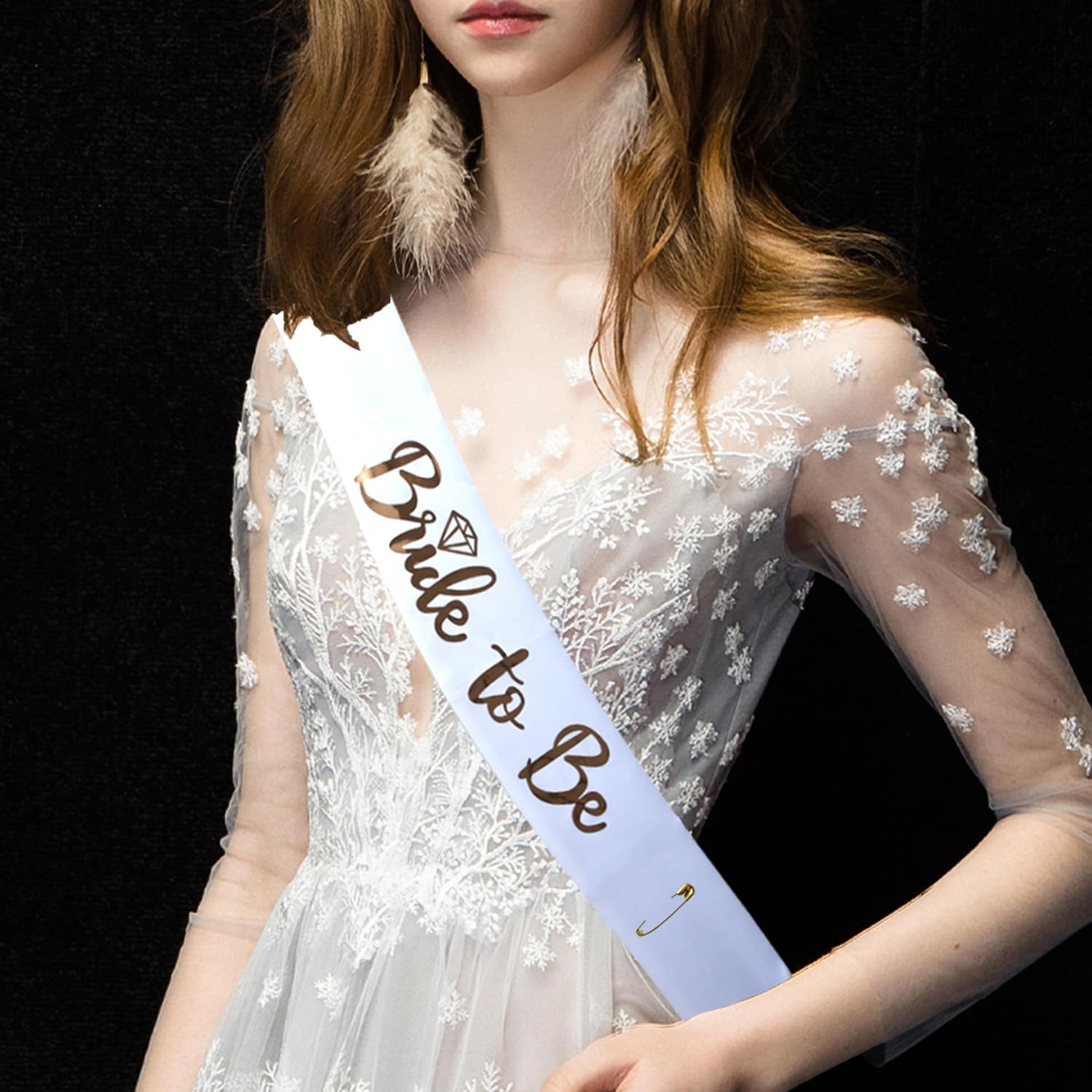 3 Pack Bride to Be Decorations Set, Bride to Be Sash,White Bride Veil, Bride Headband Tiara for Bachelorette Party Bridal Shower Decoration(White with Rose Gold)