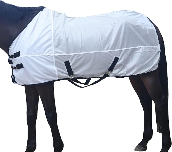 Comfy Mesh Horse Fly Sheet Equine Summer Sheets Stand Neck White 63-PawvioPets