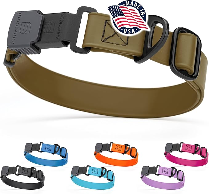 Dogline Biothane Waterproof Dog Collar with Herm Sprenger Stainless Steel Quick Release Buckle – Heavy Duty Tactical Durable Collar for Dogs – Comfortable and Safe Pet Collar, W 3/4" L 12-19", Brown-PawvioPets