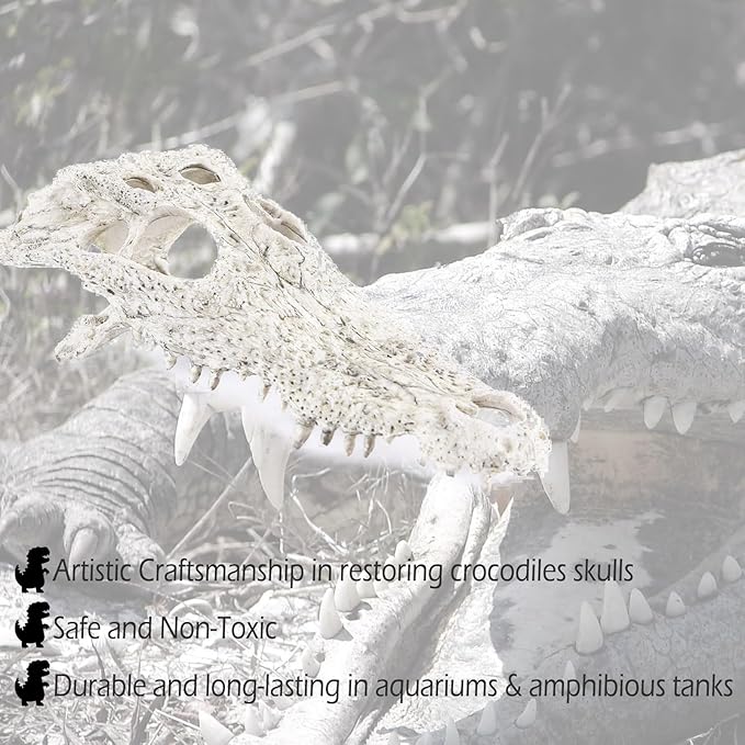 Animal Skull Fish Aquarium Hideout Decorations Cave Dinosaur Reptile Ornament Halloween Décor for Terrarium Large Betta Decor Bones-PawvioPets