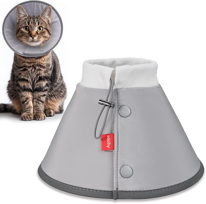 Agape Soft Cone for Cats & Small Dogs, Comfy Pet Cone to Stop Licking, Adjustable Cat E Collar Alternative After Surgery, Protective Elizabethan Collar for Pup & Kitty, Water Repellent Recovery Cone-PawvioPets