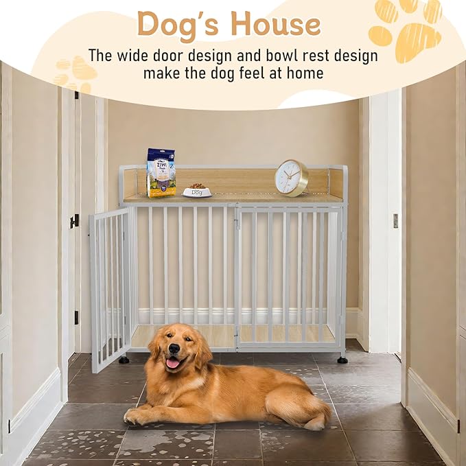 42inch Dog Crate Furniture, Medium Dog Kennel Indoor, Decorative Pet House End Table, Wooden Cage Kennel Indoor, Heavy Duty Dogs Crate Furniture for Large and Medium-PawvioPets