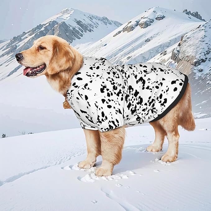 Dalmatian Hoodie, Cute Halloween Cosplay Winter Costume With Pocket, Dalmatians Print Clothes for Medium Large Dogs XXX-Large-PawvioPets