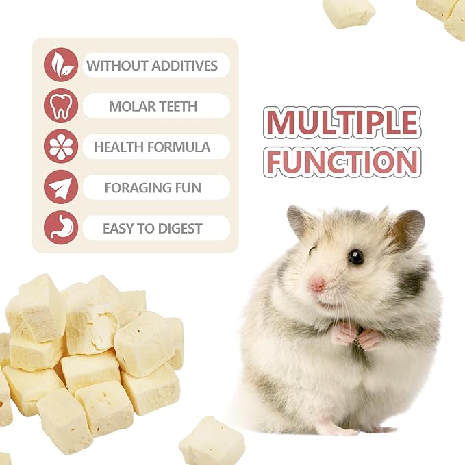 Abizoo Freeze Dried Tofu for Hamsters High Protein Low Fat & Balanced Minerals Grain Free Single Ingredient Natural Treats Enrichment Snacks for Rabbits, Guinea Pigs & Small Pets-PawvioPets