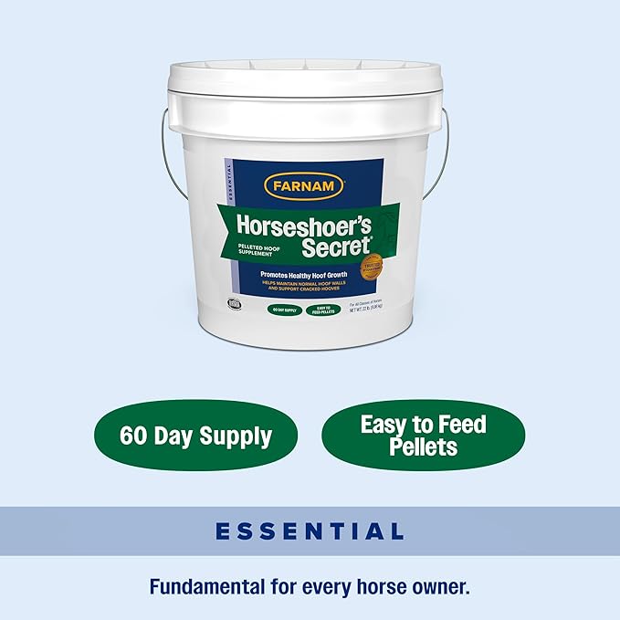 Farnam Horseshoer's Secret Pelleted Hoof Supplement for horses promotes healthy hoof growth, 22 lb., 60 day supply-PawvioPets