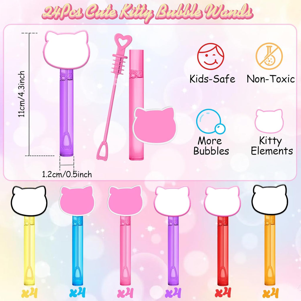 AFZMON Kitten Cat Bubble Wands for Kids, Kitty Mini Bubbles Birthday Gift Toy Party Favors Goodie Bag Stuffers Pinata Classroom Prizes Supplies