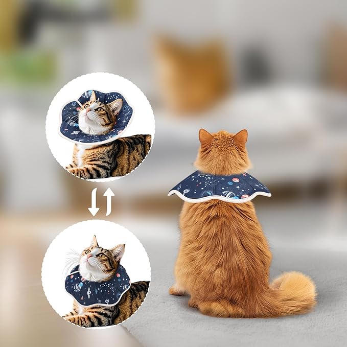 Cat Cone Collar Soft, Cat Recovery Collar to Stop Licking, Protective Cat Neck Cone After Surgery for Small Medium Cats Kittens Puppies-PawvioPets