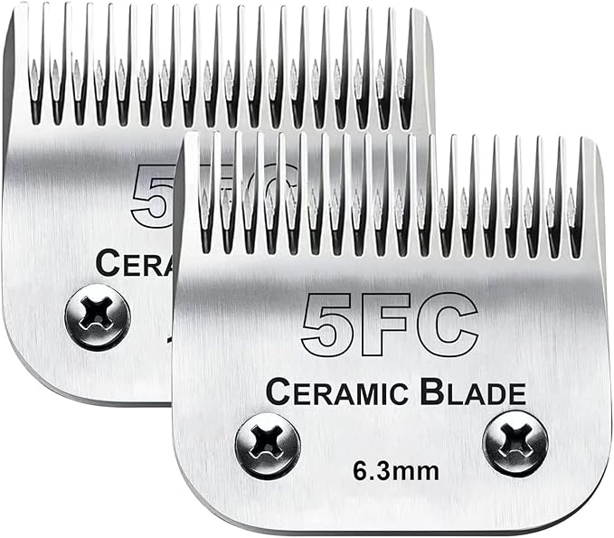 2PC 5FC Blade Dog Grooming Clipper Replacement Blades Compatible with Andis Dog Clippers,Detachable Ceramic Blade & Stainless Steel Blade,Size-5 FC 1/4-Inch Cut Length (64122)-PawvioPets