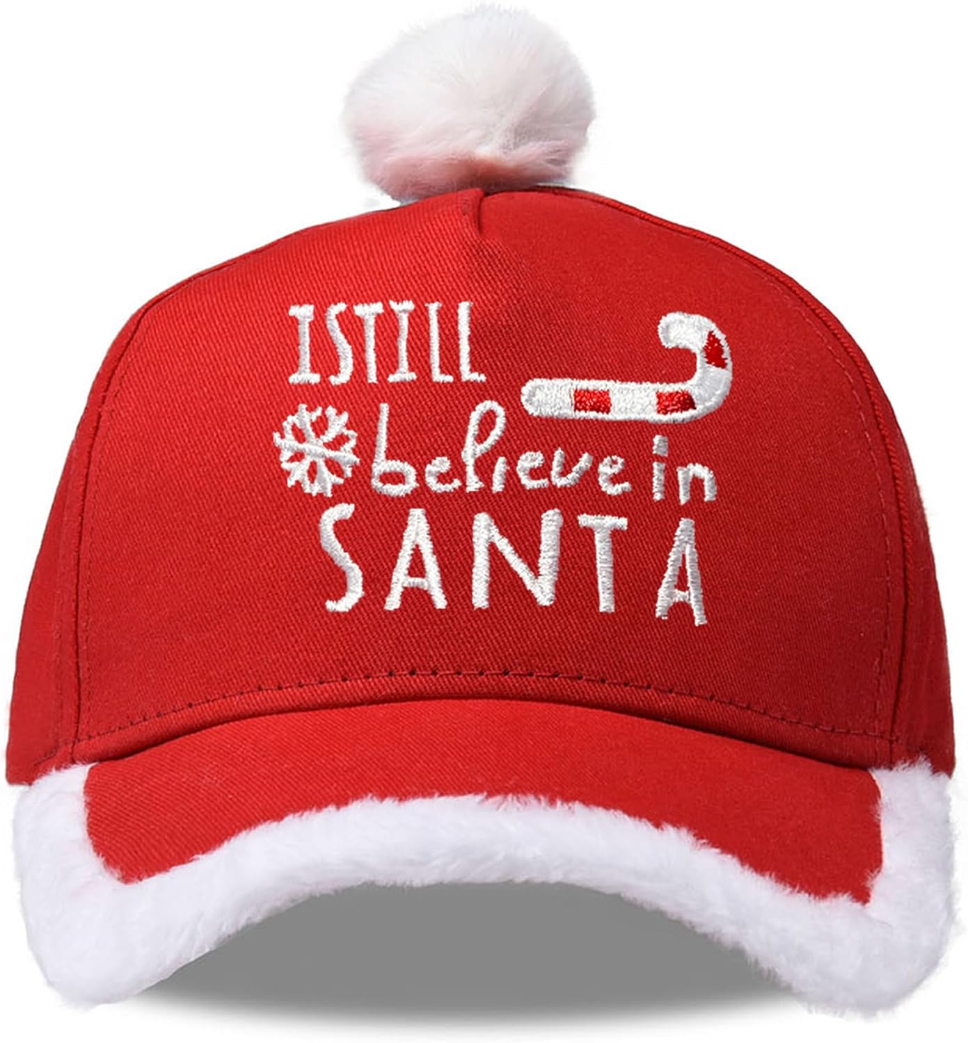 Christmas Santa Baseball Hat Santa Claus Costume hat with Fuzzy Fur Pom