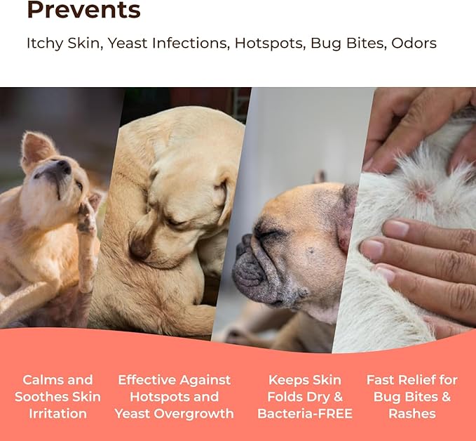 COAT DEFENSE Preventative Powder | Made in USA | 3.5oz Waterless Dog Shampoo & Pet Deodorizer for Smelly Dogs | Provides Anti Itch Relief | Dog Shampoo for Dry Itchy Skin & Smelly Dogs-PawvioPets