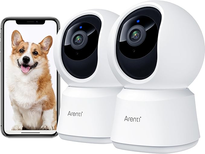 ARENTI 5G Indoor Security Camera, 4MP Pet Camera with Speaker for Dog/Cat, Baby Monitor with Phone App, Dual-Band WiFi, Auto Tracking, Super Night Vision, 2-Way Talk, Cloud & SD Card Storage(P2Q 2PC)-PawvioPets
