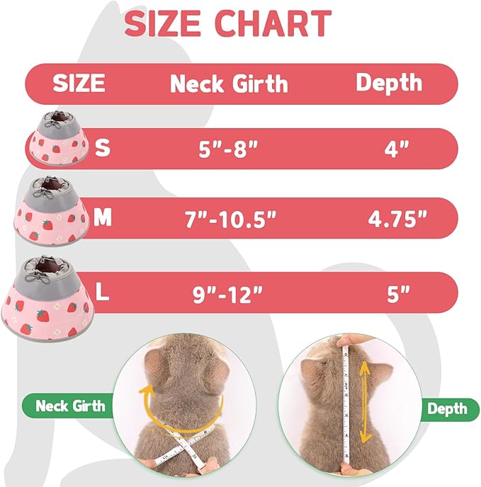 Cat Cone Collar Soft, Comfortable Cat Recovery Collar Pet Cone for Small Large Cats, Lightweight Elizabethan Collar for Cats Kittens After Surgery Prevent from Licking Wounds, Pink, L-PawvioPets