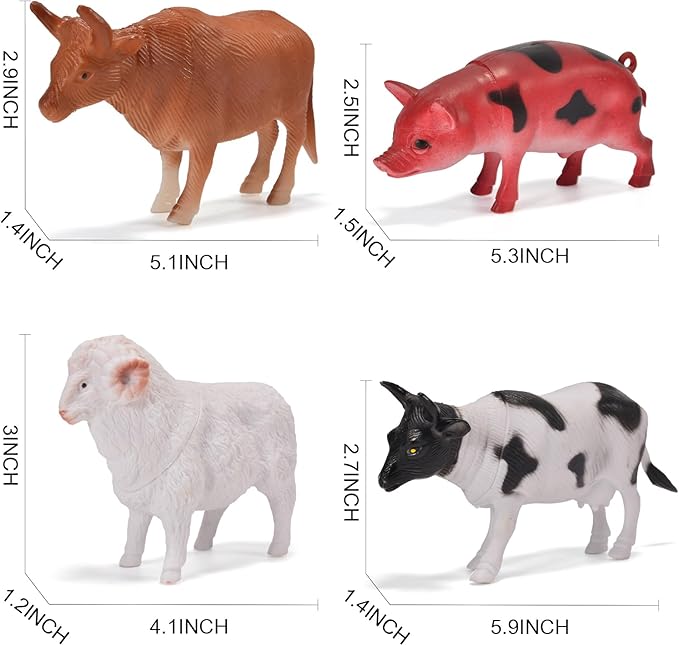 12 Pack Large Farm Animals Toys for Kids 3-5 Year Old Toddlers 1-3 Realistic Plastic Farm Animal Figures Playset Animal Poultry for Learning-PawvioPets