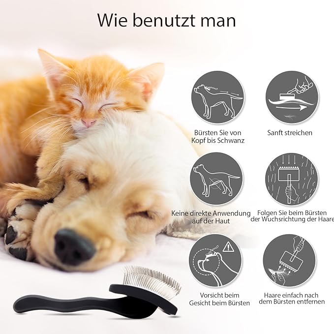 Dog Slicker Brush for Shedding and Grooming Medium or Long Haired Cats, Extra Long & Soft Pin Slicker Brush for Removes Loose Hair, Tangles, Knots, Undercoat, Free Pet Comb, Large Black-PawvioPets