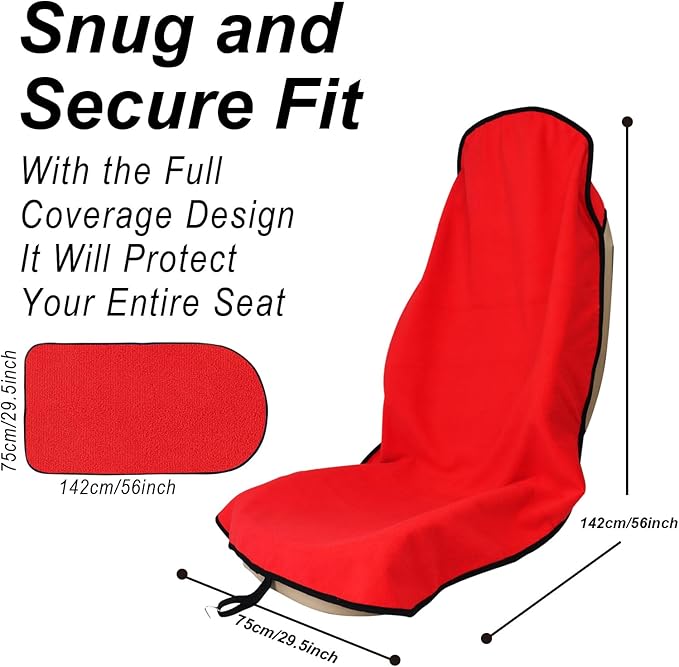 Car Seat Cover Protector Front Seats,for Gym Workout,Running,Swimming,Beach and Hiking,Waterproof Sweat Towel Bucket Seat Covers for Cars SUV Trucks (Red, 2Pcs)-PawvioPets