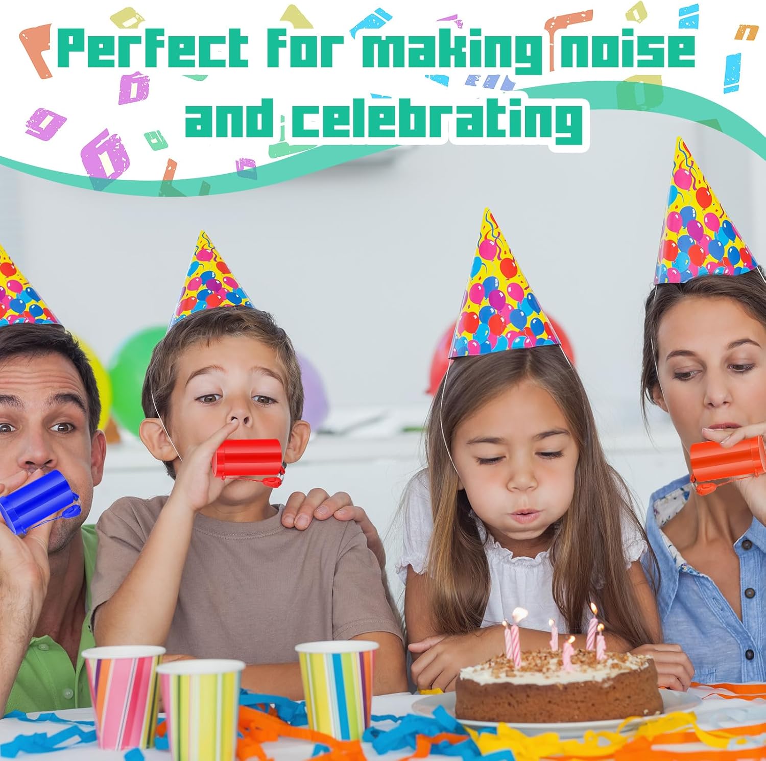 12 Pcs Air Horns 3 Inch Noisemakers for Sporting Events Parties Celebrations Loud Noise Maker Blow Horn Noise Whistle with Lanyard for Birthday Party Celebrations Goodie Fillers(6 color)