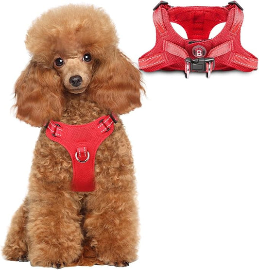 Dog Harness Step in Dog Vest Harness, Reflective Adjustable Puppy No Pull Harness Breathable Soft for Small and Medium Dogs Cats, Red, XS-PawvioPets