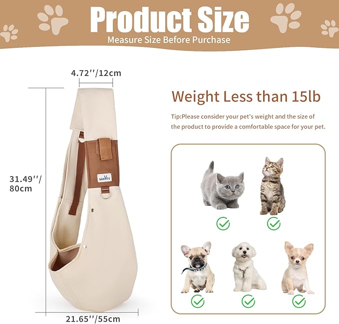 Dog Sling Carrier for Small Dogs - Front Dog Carrier with Adjustable Strap - Hands Free Pet Papoose Bag for Chest - Suitable for Puppy, Small Dogs, and Cats for Outdoor Travel,15 lbs-PawvioPets