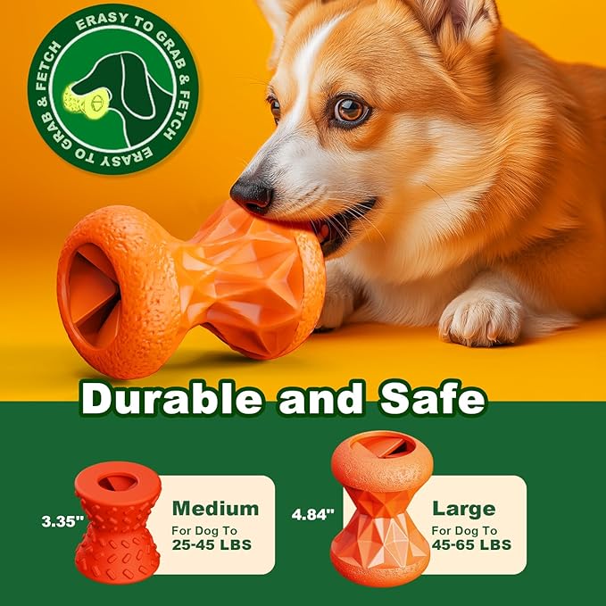 Dog Toys for Aggressive chewers, Indestructible Toy for Small Dogs Interactive Toy Dog chew Toys (Orange + Red)-PawvioPets