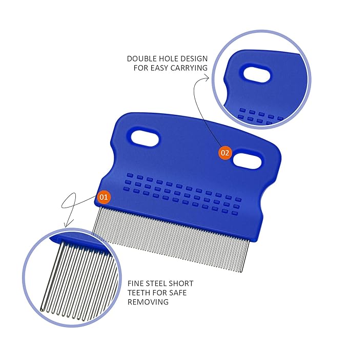 6 Pieces Pet Lice Combs Dog Grooming Flea Cat Tear Stain Comb for Removal Dandruff, Hair Stain, Nit(Pink, Yellow, Dark Blue, Green, Blue, Orange)-PawvioPets