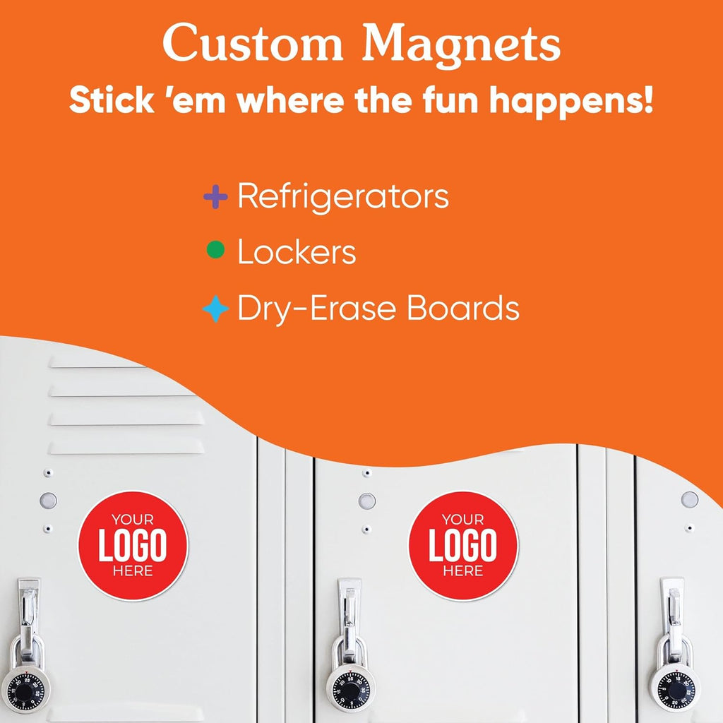 Big Dot of Happiness Custom Logo Magnets, Personalized Fridge Cutout Magnets for Businesses, Events, or Branding, Magnetic Pictures for Kitchen & Home Decor - Set of 12