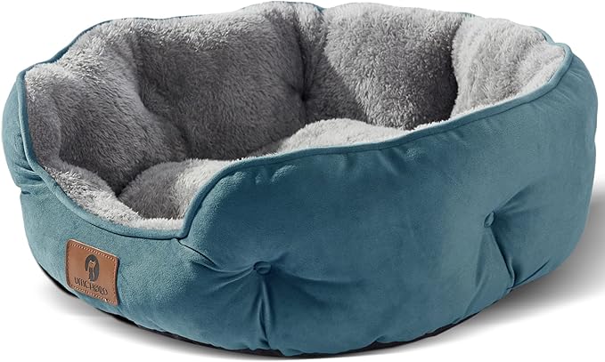 Asvin Medium Dog Bed for Medium Dogs, Cat Beds for Indoor Cats, Pet Bed for Puppy and Kitty, Extra Soft & Machine Washable with Anti-Slip & Water-Resistant Oxford Bottom, Teal, 25 inches-PawvioPets