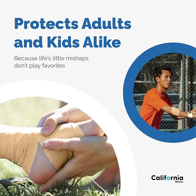 California Basics - 8 Pack - Self Adhesive Bandage Wraps - 3 Inch by 5 Yards Non Woven Self Adhesive Bandage Wrap, Brown Athletic Tape for Wrist, Hand & Ankle Wrap, Premium-Grade Medical Bandage Tape-PawvioPets