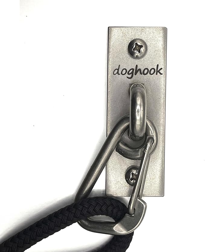 Canine Hitch- Secure Dog Leash Parking Indoor- Outdoor Wall Hook with Clip - Tie Out Stainless Steel - Practical Lead Management for Home & Business-PawvioPets