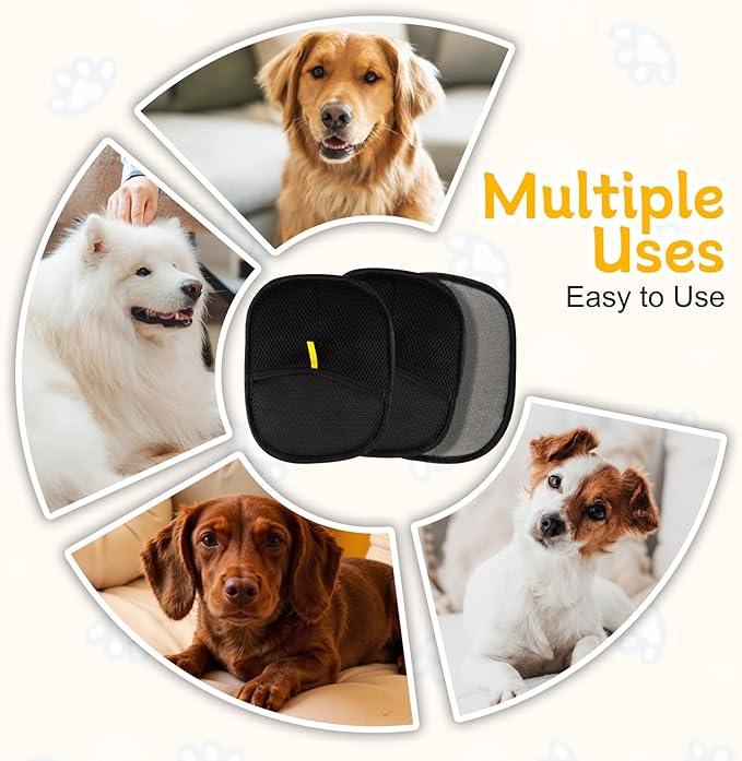 3 PCS Pet Hair Remover Electrostatic Gloves, Pet Hair Removal Gloves, Reusable Cat & Dog Hair Remover for Couch, Furniture, Carpet, Car Seat, Animal Fur Removal Tool, Cat Grooming Gloves-PawvioPets