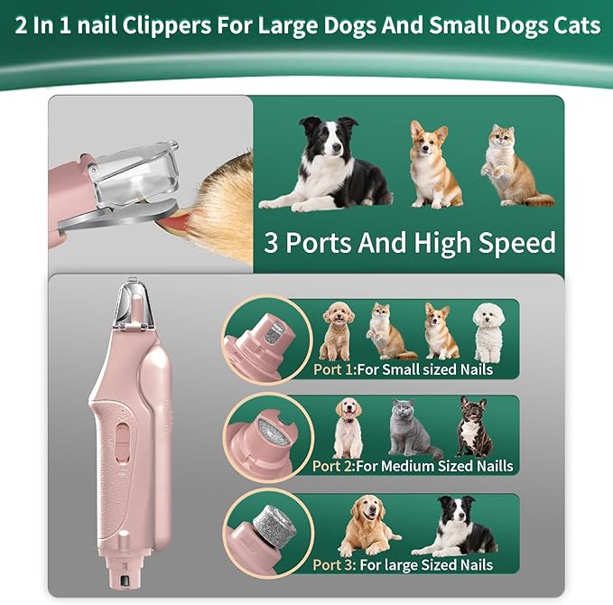 2 in 1 Cat Nail Clippers & Dog Nail Clippers Trimmers for Large Medium Small Dogs Cats Claw Trimmer Quick Sensor and Safety Guard USB Rechargeable with 2 LED Lights Dogs Nail Trimmer-PawvioPets