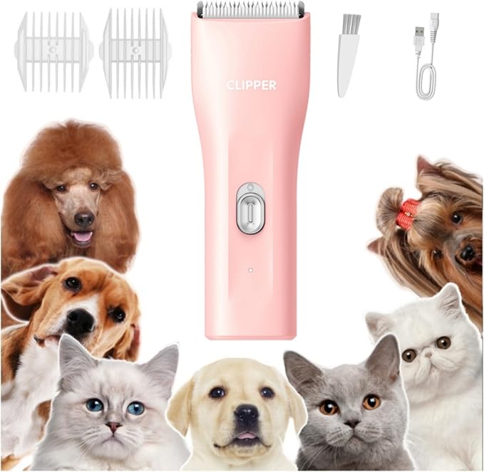 Dog Clippers,Quiet Washable USB Rechargeable Cordless Dog Grooming Kit,Electric Pets Hair Trimmers Shaver Shears for Dogs and Cats-PawvioPets