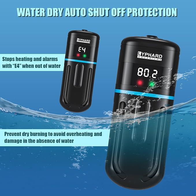 Electronic Aquarium Heater, 500W Small Fish Tank Heater, Adjustable Submersible Heater PID Temperature Control with LED Digital, Water Dry Automatic Shut Off for Fresh Seawater-PawvioPets