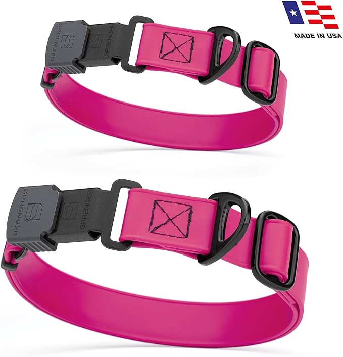 Dogline Biothane Waterproof Dog Collar with Herm Sprenger Stainless Steel Quick Release Buckle – Heavy Duty Tactical Durable Collar for Dogs – Comfortable and Safe Pet Collar, W 1" L 15-25", Magenta-PawvioPets