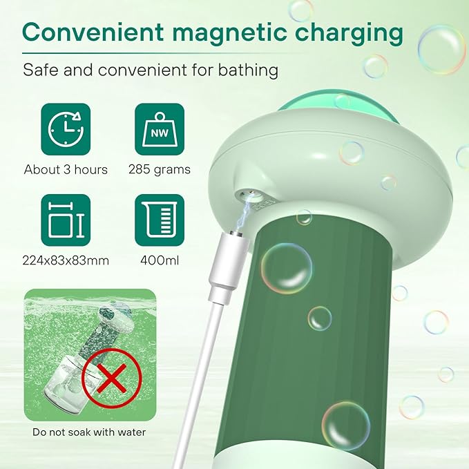 Dog Shampoo Dispenser, UFO Dog Shampoo Sprayer, Electric Foaming Shampoo Dispenser for Dog and Cat Washing, for Bathtub, Kitchen Sink, Bathroom Cleaning, Green-PawvioPets