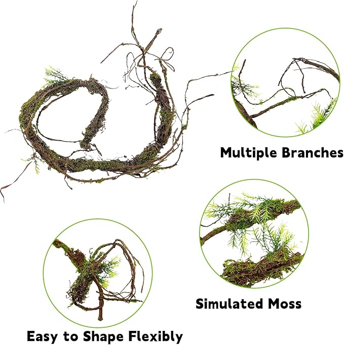 BNOSDM Reptile Vines,Bendable Jungle Climbing Vine,Terrarium Plants Artificial Decor,Tank Decorations Accessories for Bearded Dragons Chameleons Snakes Lizards Hermit Crabs-PawvioPets
