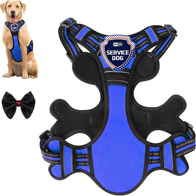 Dog Harness, Adjustable Reflective Dog Vest No Pull Dog Harness with Badge and Bow Tie for Puppy Small Medium Large Dogs-PawvioPets