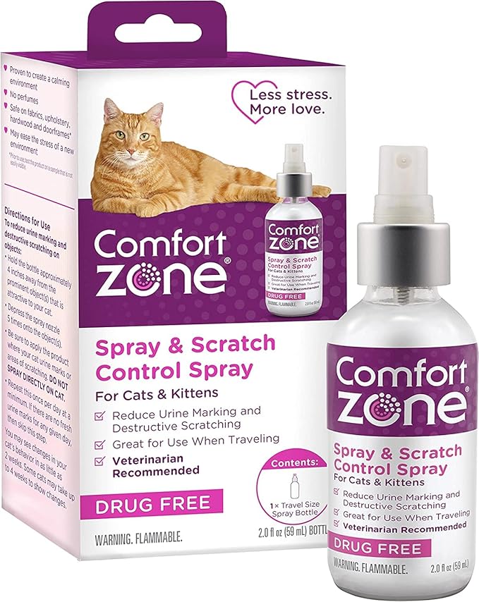 Comfort Zone Spray & Scratch Control Cat Calming Spray (2 x 2 Oz (4 oz Total))-PawvioPets