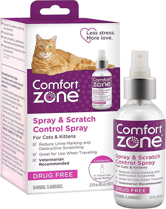 Comfort Zone Spray & Scratch Control Cat Calming Spray (2 x 2 Oz (4 oz Total))-PawvioPets