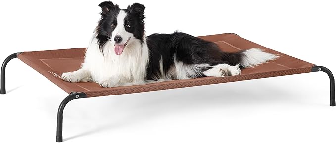 Bedsure Elevated Raised Cooling Cots Bed for Large Dogs, Portable Indoor & Outdoor Pet Hammock with Skid-Resistant Feet, Frame with Breathable Mesh, Terracotta, 49 inches-PawvioPets