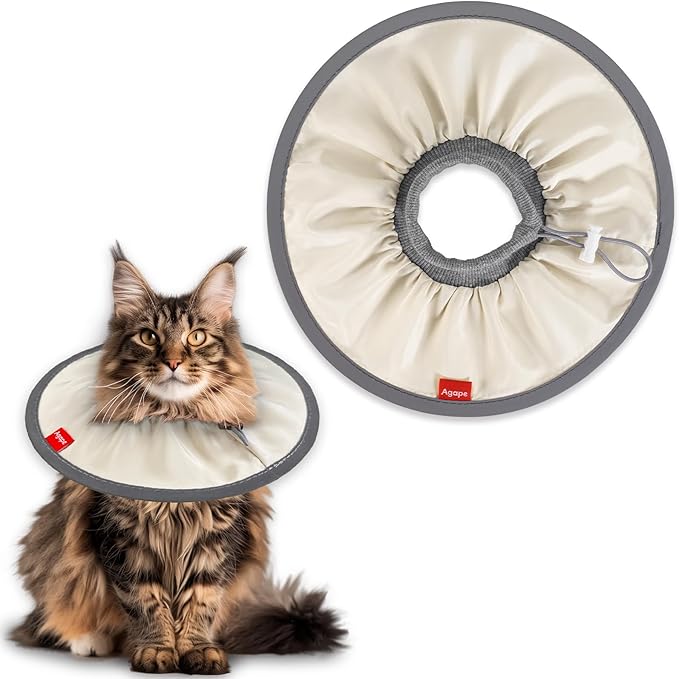Agape Soft Cat Cone, Comfy Collar to Stop Licking & Scratching, Lightweight Recovery Collar for Cats After Surgery, Adjustable Elizabethan Collar for Neuter Recovery, Waterproof Neck Cones for Cats-PawvioPets