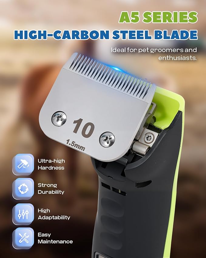 Cordless Horse Clippers, Professional Pet Grooming Clippers, 2 Speed Pet Trimmer with 4 Magnetic Guide Comb, Detachable Blade, Low Noise< 50db for Horse,Pony,Cat,Dog,Goat-PawvioPets